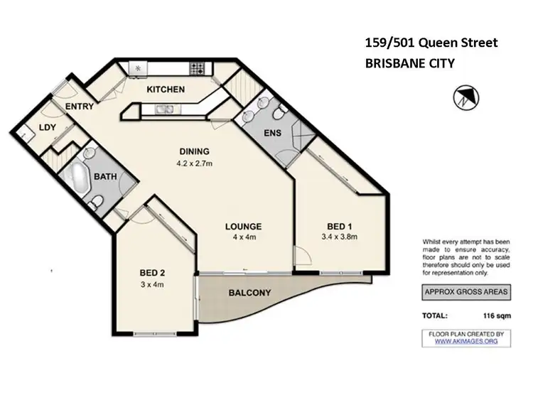 Floorplan of Homely apartment listing, 159/501 Queen Street, Brisbane City QLD 4000