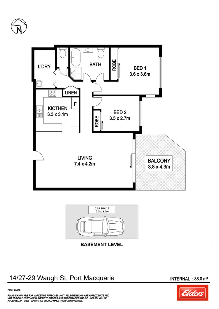 Floorplan of Homely unit listing, 14/27-29 Waugh Street, Port Macquarie NSW 2444