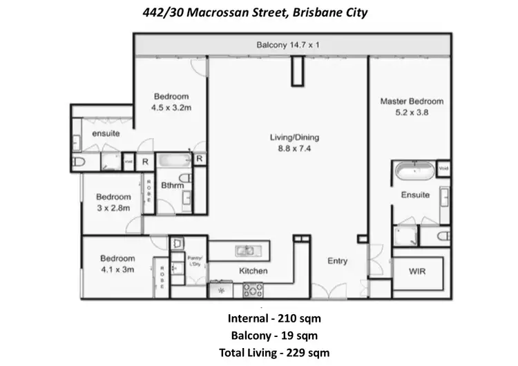 Floorplan of Homely apartment listing, 442/30 Macrossan Street, Brisbane City QLD 4000