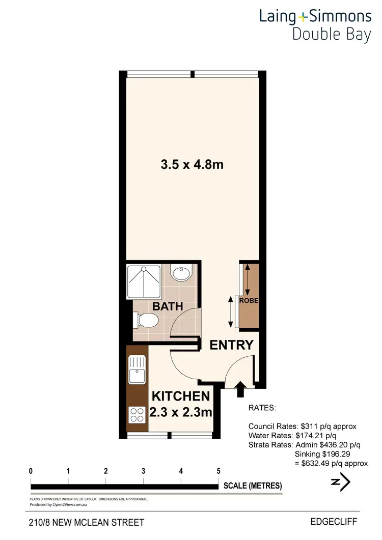 Floorplan of Homely studio listing, 210/8 New McLean Street, Edgecliff NSW 2027