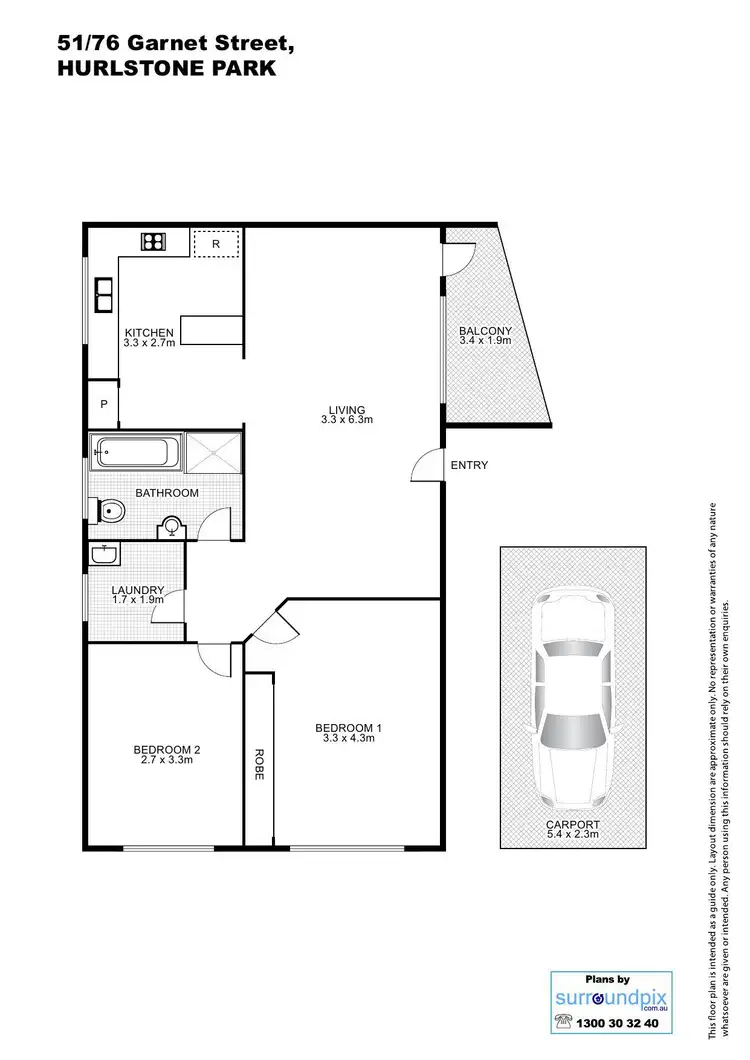 Floorplan of Homely apartment listing, 51/76 Garnet Street, Hurlstone Park NSW 2193