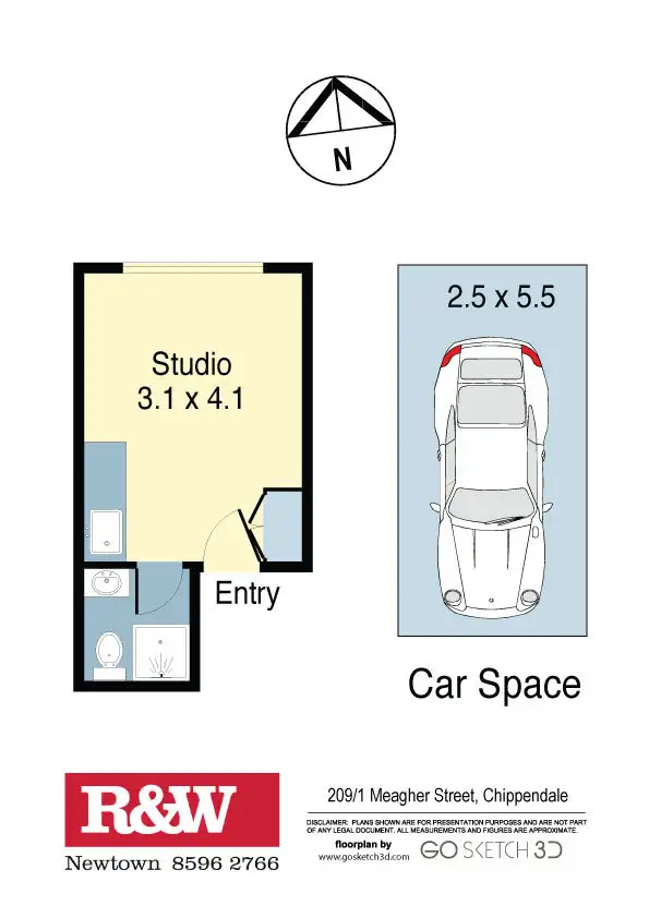 Floorplan of Homely studio listing, 209/1-9 Meagher Street, Chippendale NSW 2008