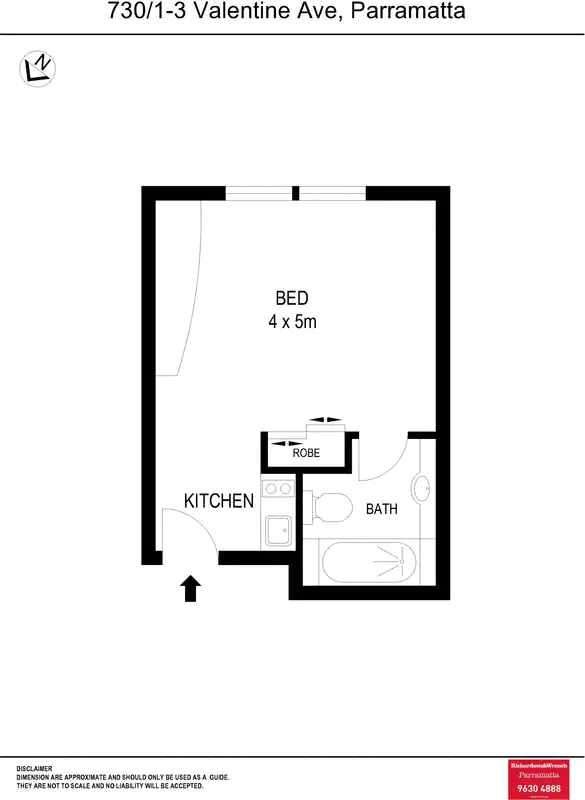 Floorplan of Homely studio listing, Unit 730 / 1-3 (Lot 133) Valentine Avenue, Parramatta NSW 2150