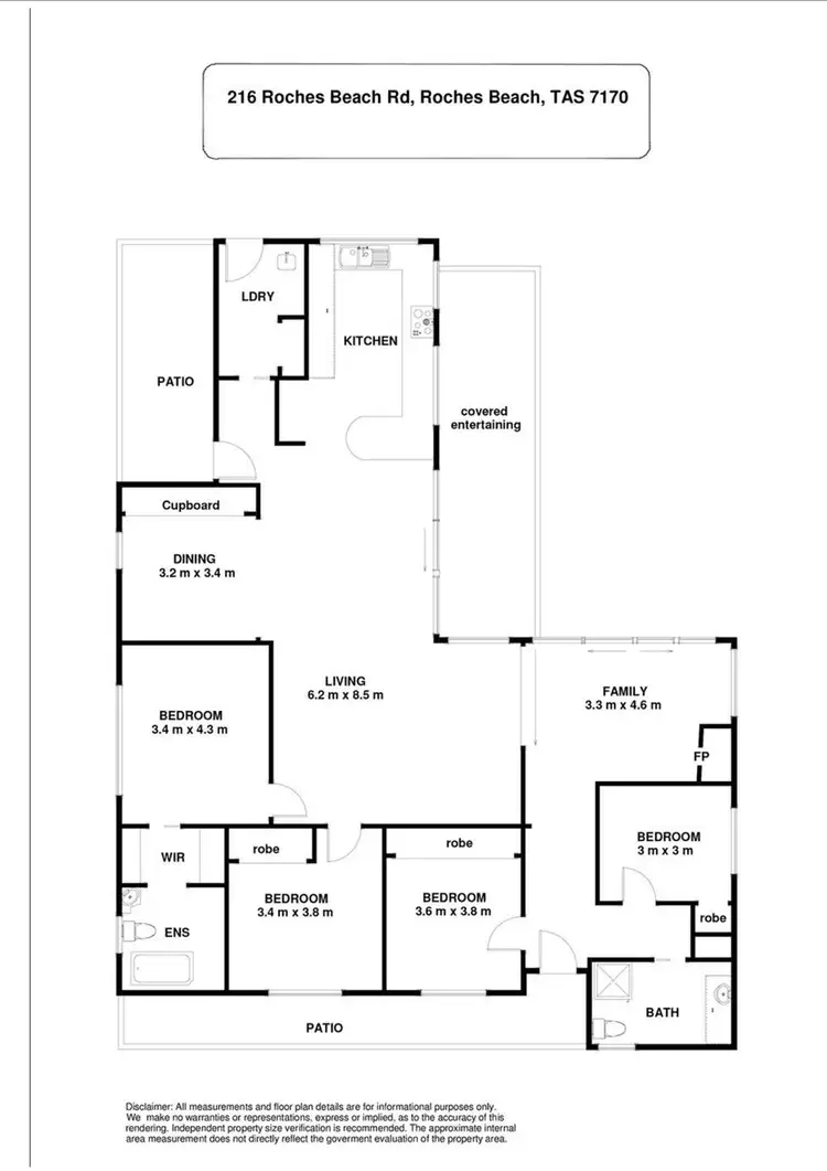 Floorplan of Homely house listing, 216 Roches Beach Road, Roches Beach TAS 7170