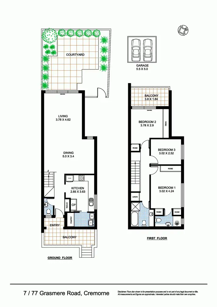 Floorplan of Homely townhouse listing, 7/77 Grasmere Road, Cremorne NSW 2090