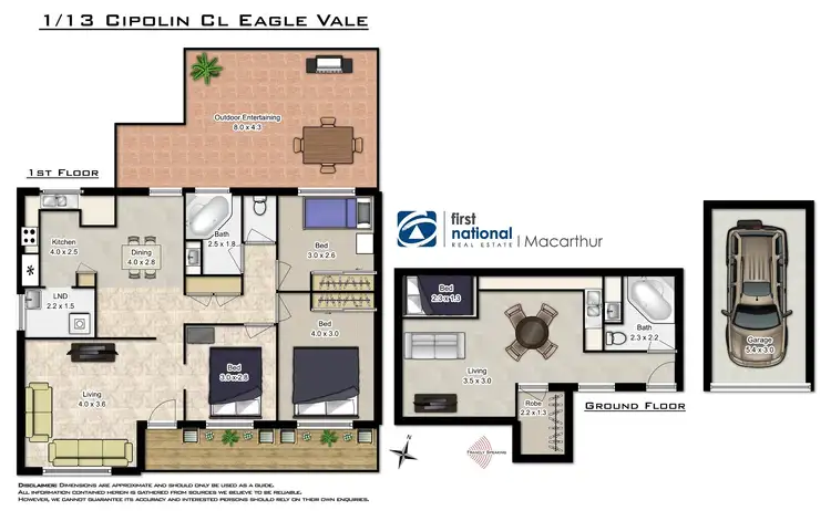 Floorplan of Homely townhouse listing, 1/13 Cipolin Close, Eagle Vale NSW 2558