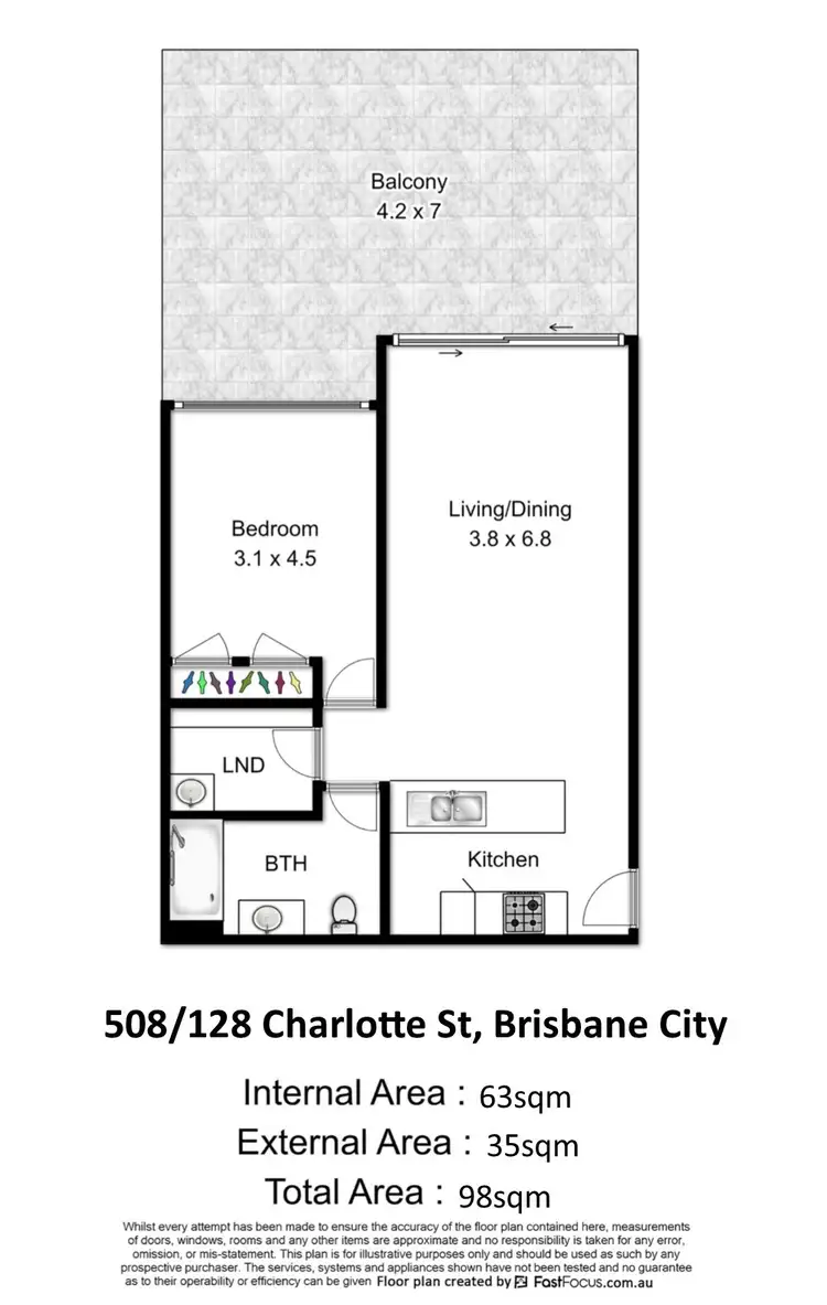 Floorplan of Homely apartment listing, 508/128 Charlotte Street, Brisbane City QLD 4000