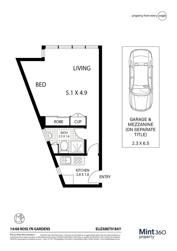 Floorplan of Homely studio listing, 14/68 Roslyn Gardens, Elizabeth Bay NSW 2011