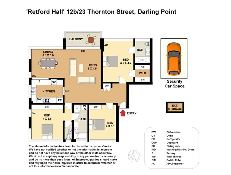 Floorplan of Homely apartment listing, 12b/23 Thornton Street 'Retford Hall', Darling Point NSW 2027