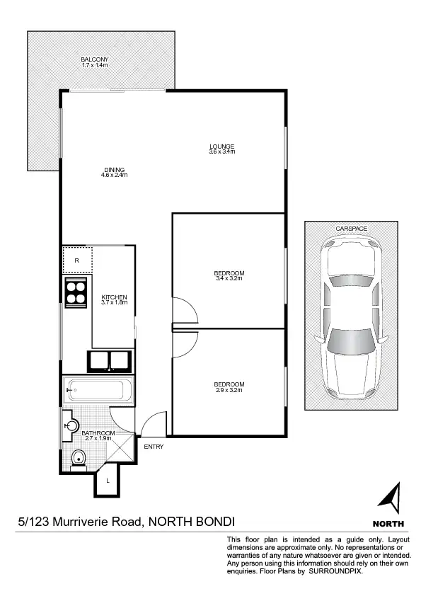 Floorplan of Homely apartment listing, 5/123 Murriverie Road, North Bondi NSW 2026