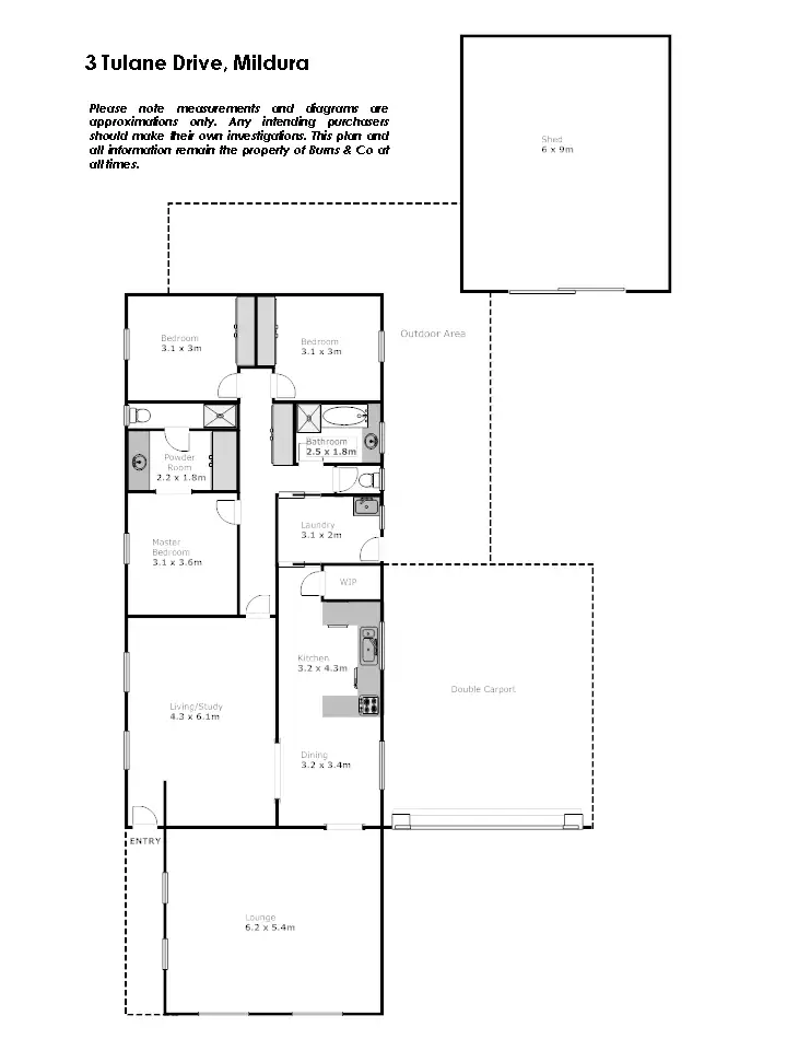 Floorplan of Homely house listing, 3 Tulane Drive, Mildura VIC 3500