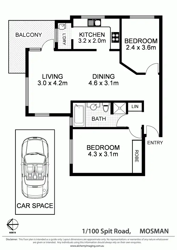 Floorplan of Homely apartment listing, 1/100 Spit Road, Mosman NSW 2088