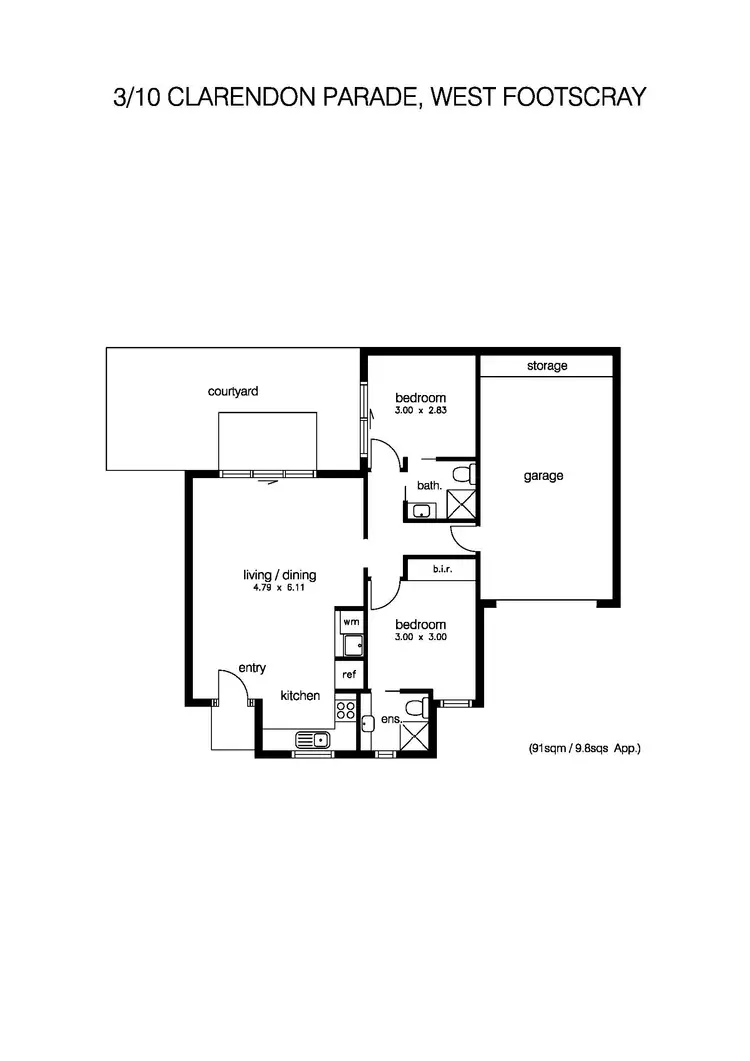 Floorplan of Homely house listing, 3/10 Clarendon Parade, West Footscray VIC 3012