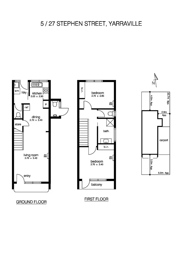 Floorplan of Homely townhouse listing, 5/27 Stephen Street, Yarraville VIC 3013