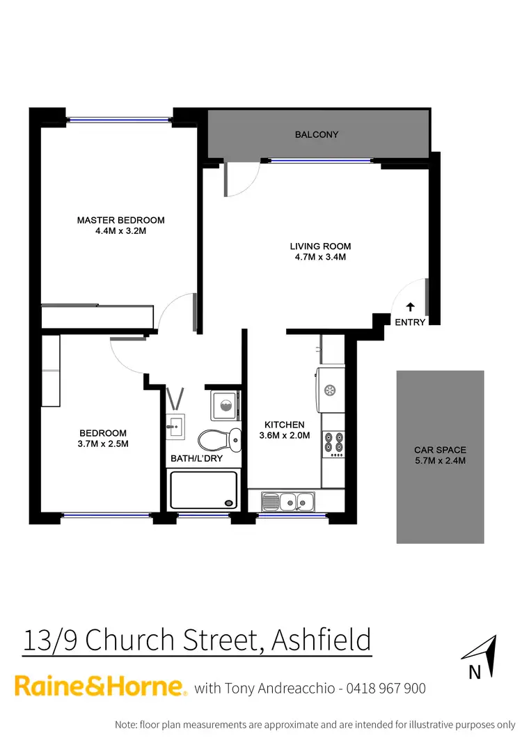 Floorplan of Homely unit listing, 13/9 Church Street, Ashfield NSW 2131