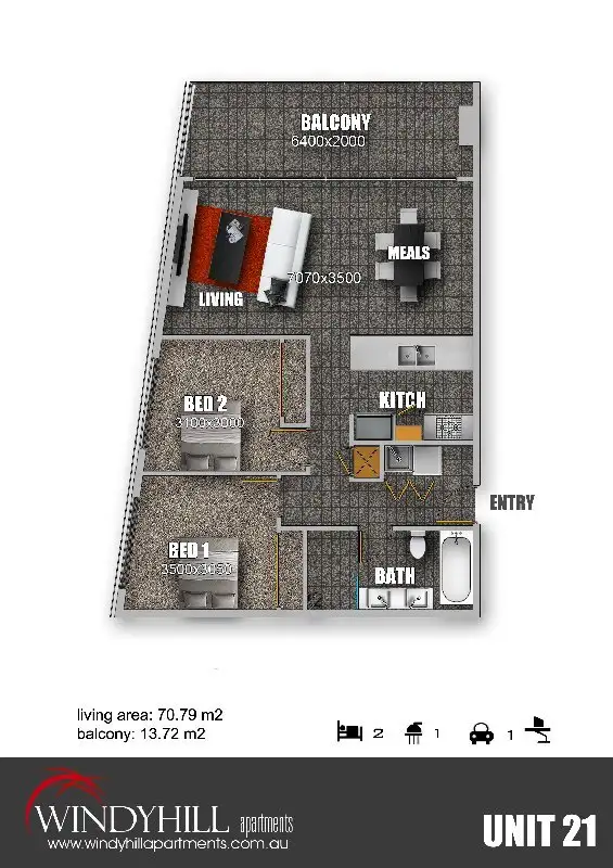 Floorplan of Homely apartment listing, 21/82 Raleigh Street, Essendon VIC 3040