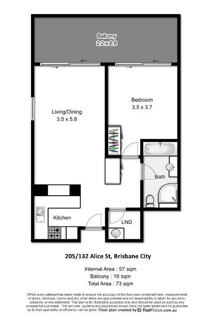 Floorplan of Homely apartment listing, 205/132 Alice Street, Brisbane City QLD 4000