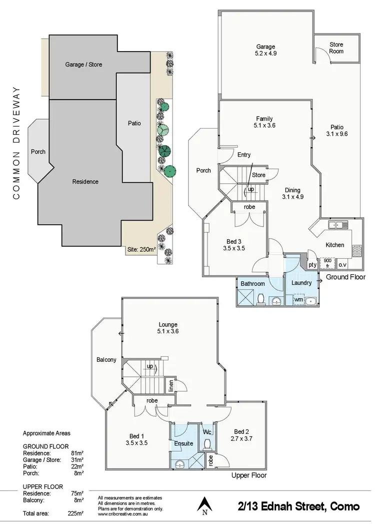 Floorplan of Homely townhouse listing, 2/13 Ednah Street, Como WA 6152