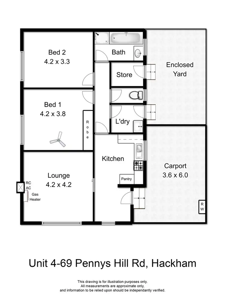 Floorplan of Homely unit listing, 4/69 Pennys Hill Road, Hackham SA 5163
