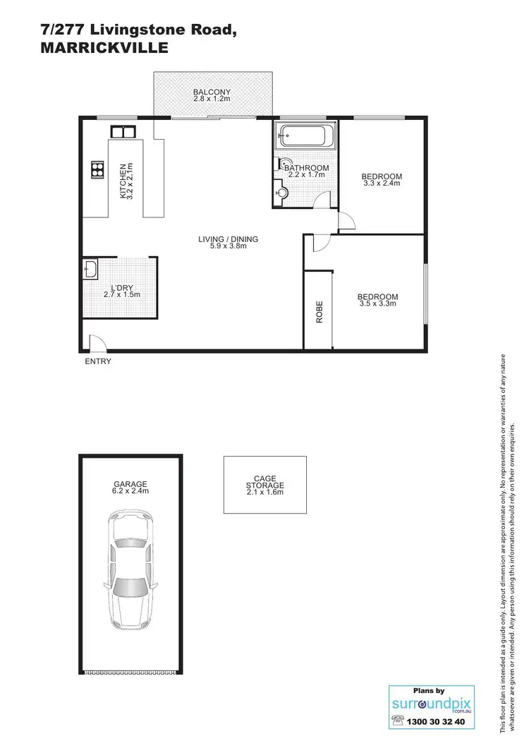 Floorplan of Homely unit listing, 7/277 Livingstone Road, Marrickville NSW 2204