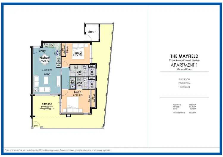 Floorplan of Homely apartment listing, 33 Lockwood St, Yokine WA 6060