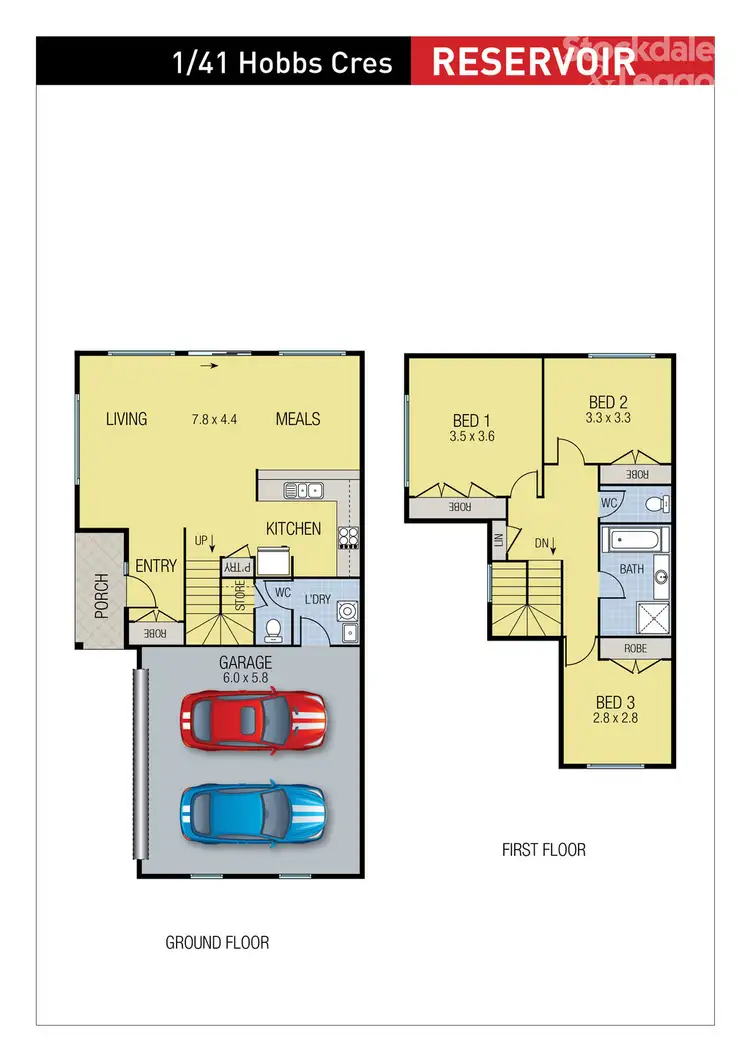 Floorplan of Homely townhouse listing, 1/41 Hobbs Crescent, Reservoir VIC 3073