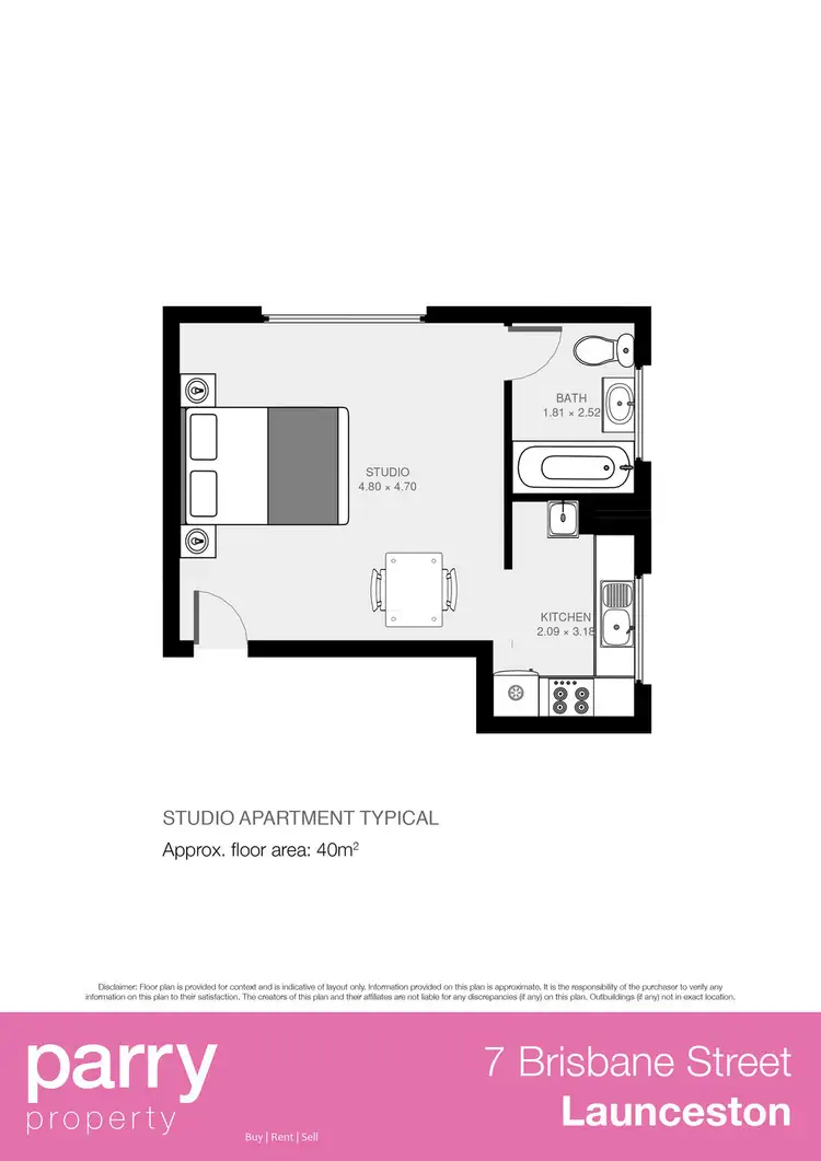 Floorplan of Homely studio listing, 7 Brisbane Street, Launceston TAS 7250