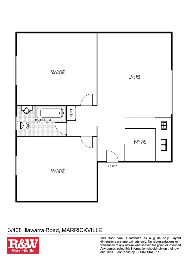 Floorplan of Homely unit listing, 3/468 Illawarra Road, Marrickville NSW 2204