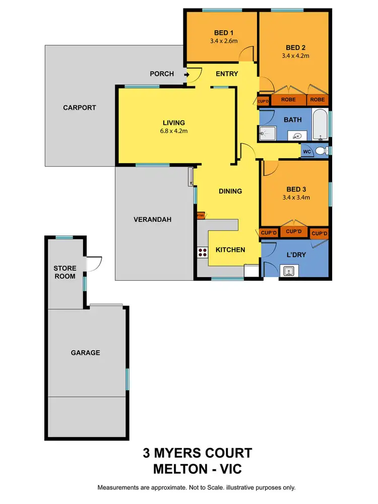 Floorplan of Homely house listing, 3 Myers Court, Melton VIC 3337