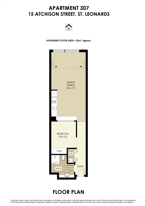 Floorplan of Homely apartment listing, 307/15 Atchison Street, St Leonards NSW 2065