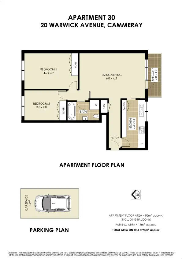 Floorplan of Homely apartment listing, 30/20 Warwick Avenue, Cammeray NSW 2062