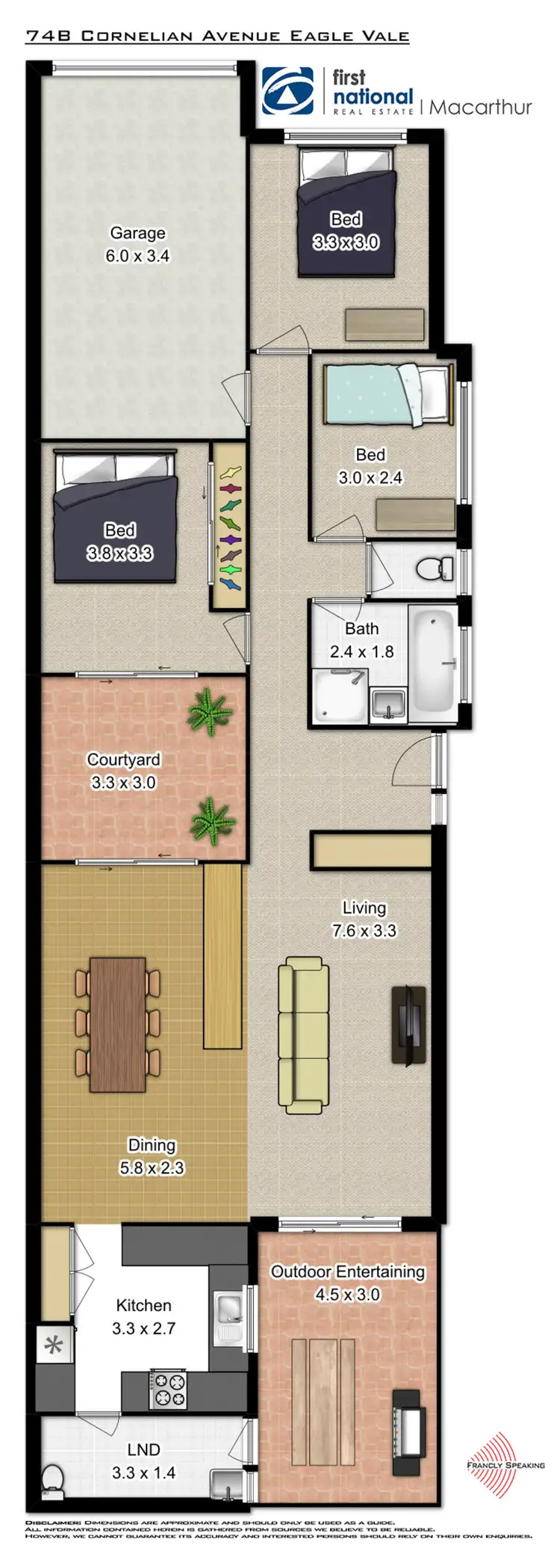 Floorplan of Homely semi-detached listing, 74b Cornelian Avenue, Eagle Vale NSW 2558