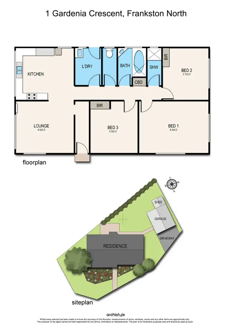 Floorplan of Homely house listing, 1 Gardenia Crescent, Frankston North VIC 3200