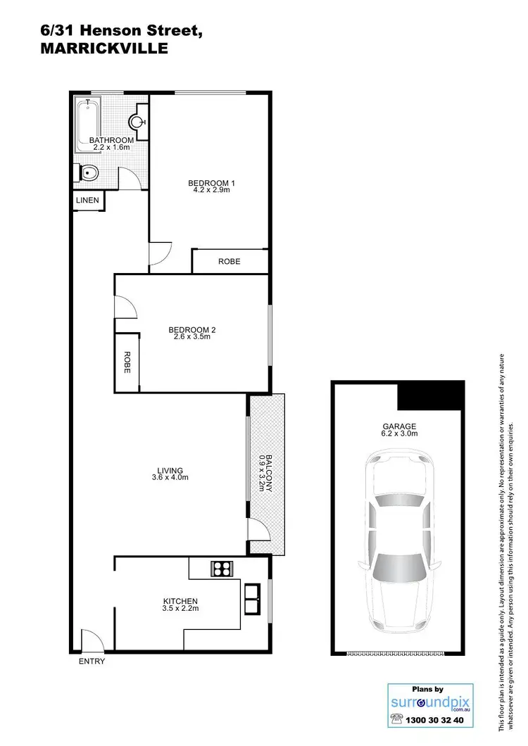 Floorplan of Homely apartment listing, 6/31 Henson Street, Marrickville NSW 2204