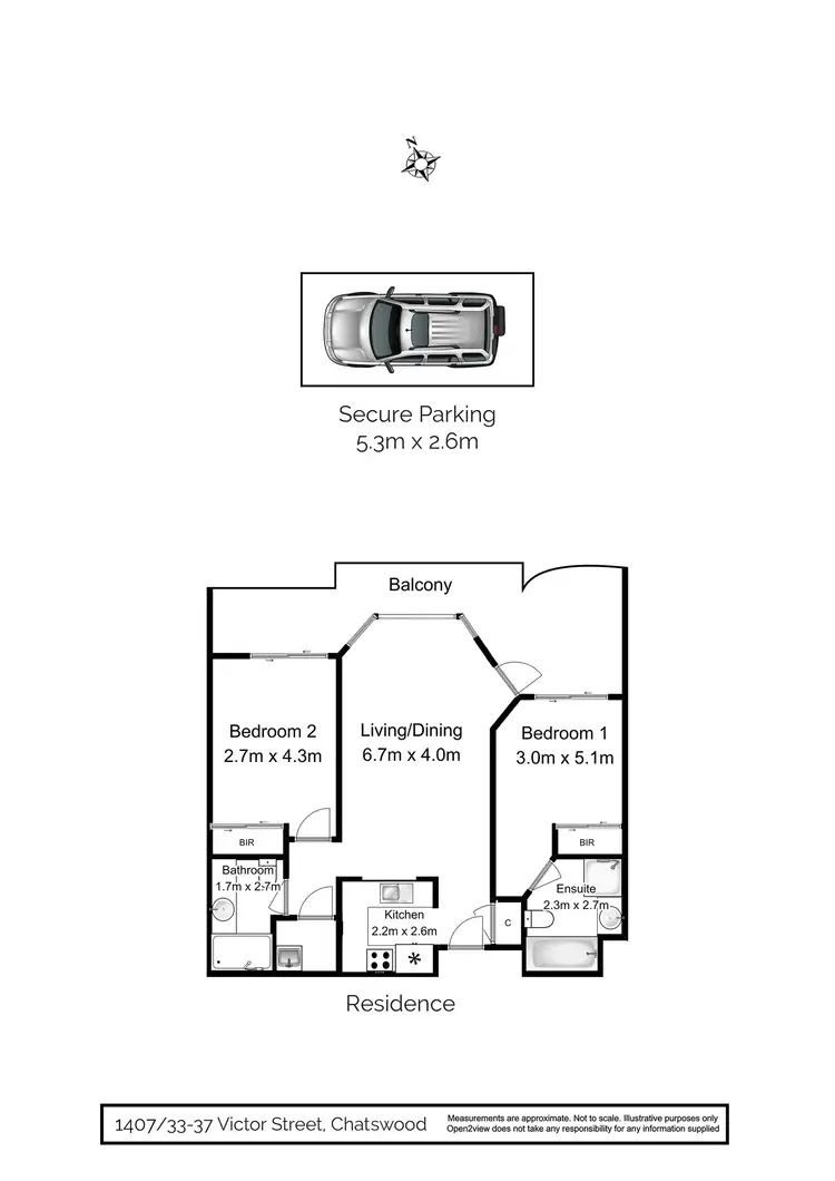 Floorplan of Homely apartment listing, 1407/37 Victor Street, Chatswood NSW 2067
