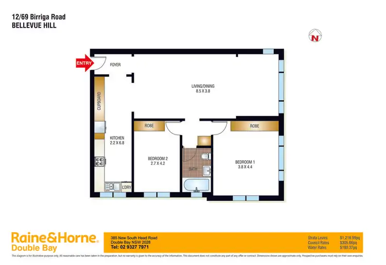 Floorplan of Homely unit listing, 12/69 Birriga Road, Bellevue Hill NSW 2023