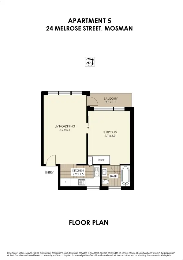 Floorplan of Homely apartment listing, 5/24 Melrose Street, Mosman NSW 2088