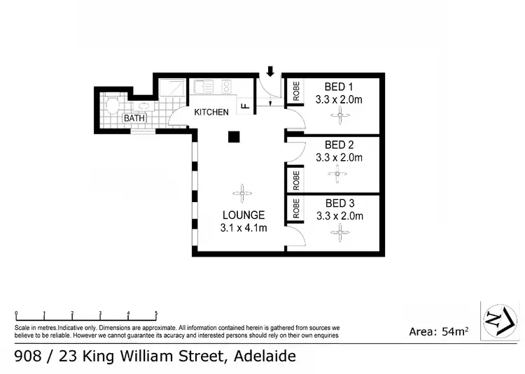 Floorplan of Homely apartment listing, 908/23 King William Street, Adelaide SA 5000