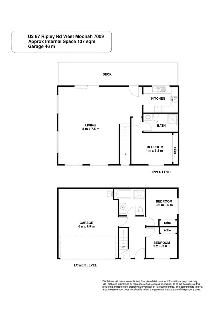 Floorplan of Homely townhouse listing, 2/87 Ripley Road, West Moonah TAS 7009
