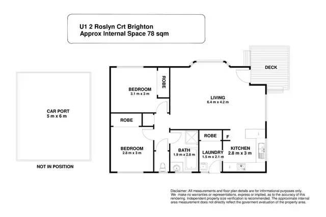 Floorplan of Homely unit listing, 1/2 Roslyn Court, Brighton TAS 7030