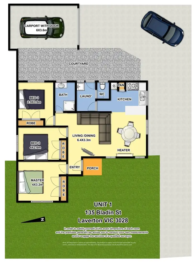 Floorplan of Homely unit listing, 1/135 Bladin Street, Laverton VIC 3028