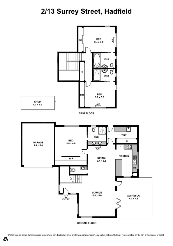 Floorplan of Homely townhouse listing, 2/13 Surrey Street, Hadfield VIC 3046
