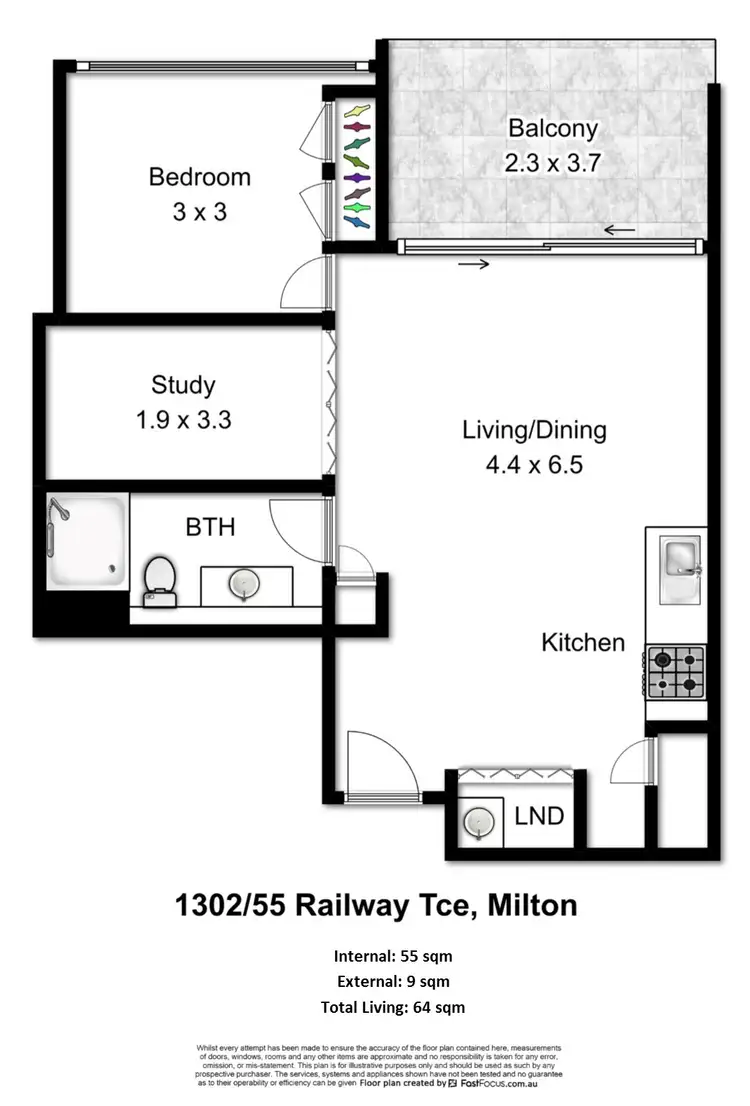 Floorplan of Homely apartment listing, 1302/55 Railway Terrace, Milton QLD 4064