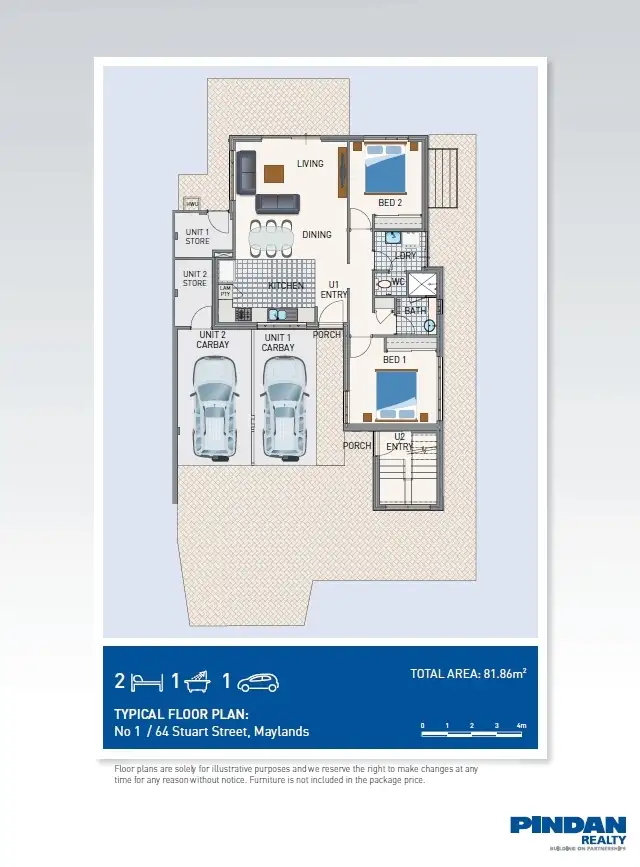 Floorplan of Homely unit listing, 1/64 Stuart Street, Maylands WA 6051