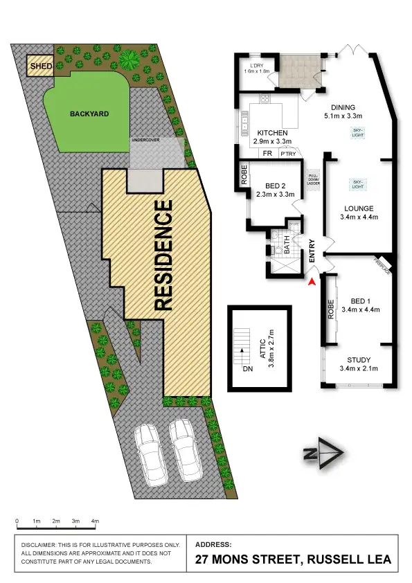 Floorplan of Homely semi-detached listing, 27 Mons Street, Russell Lea NSW 2046