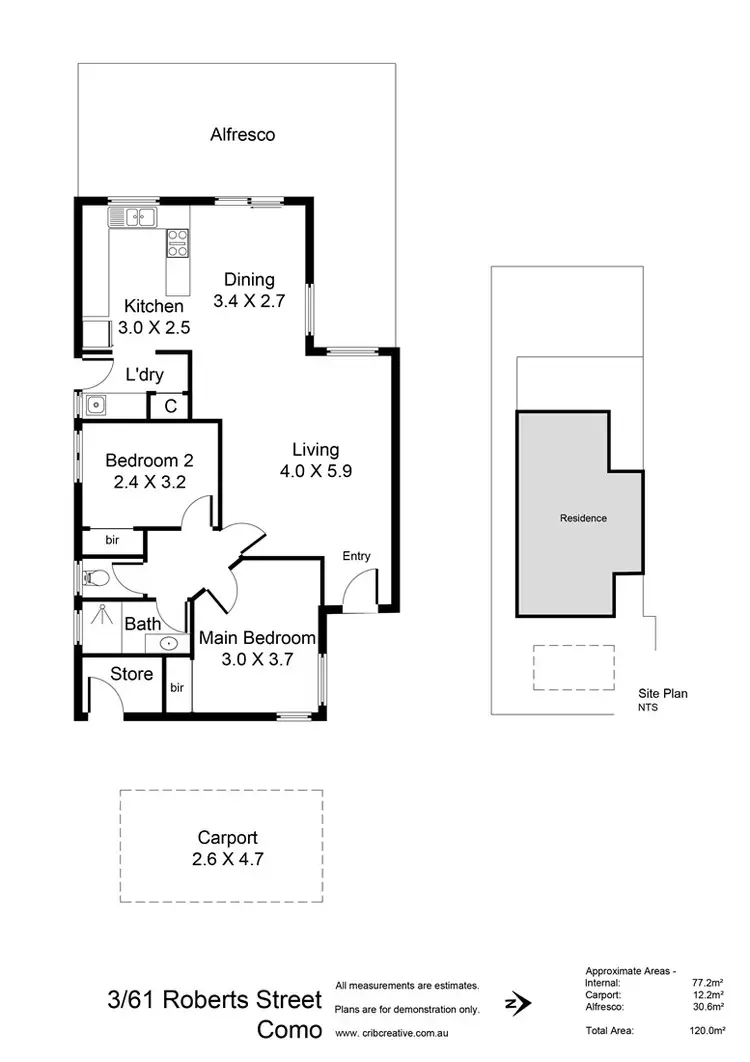 Floorplan of Homely villa listing, 3/61 Robert Street, Como WA 6152