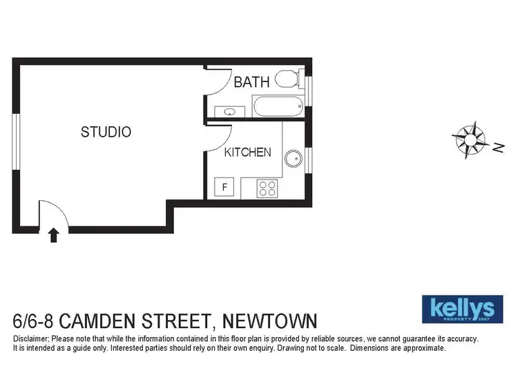 Floorplan of Homely studio listing, 6/6-8 Camden Street, Newtown NSW 2042