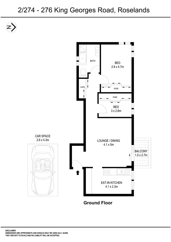 Floorplan of Homely apartment listing, 2/274-276 King Georges Road, Roselands NSW 2196