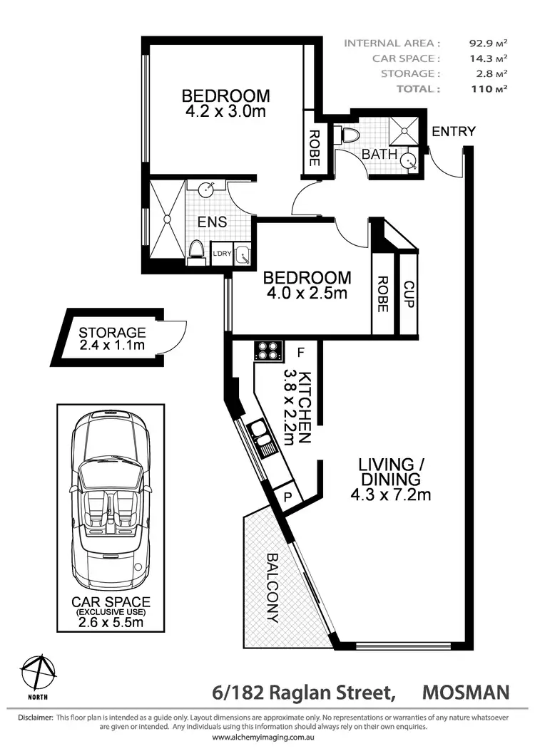 Floorplan of Homely unit listing, 6/182 Raglan Street, Mosman NSW 2088