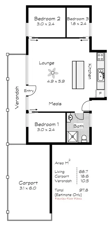 Floorplan of Homely unit listing, 2/34 Cant Road, Goolwa South SA 5214